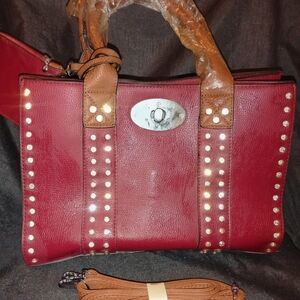 Studded Red Leather Handbag